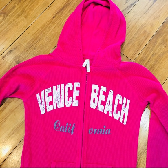 Venice beach California beach Pink waffle knit hoodie venice beach small - Picture 6 of 7